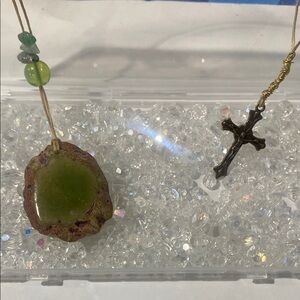 Green Stone Pendant with Cross bookmarks